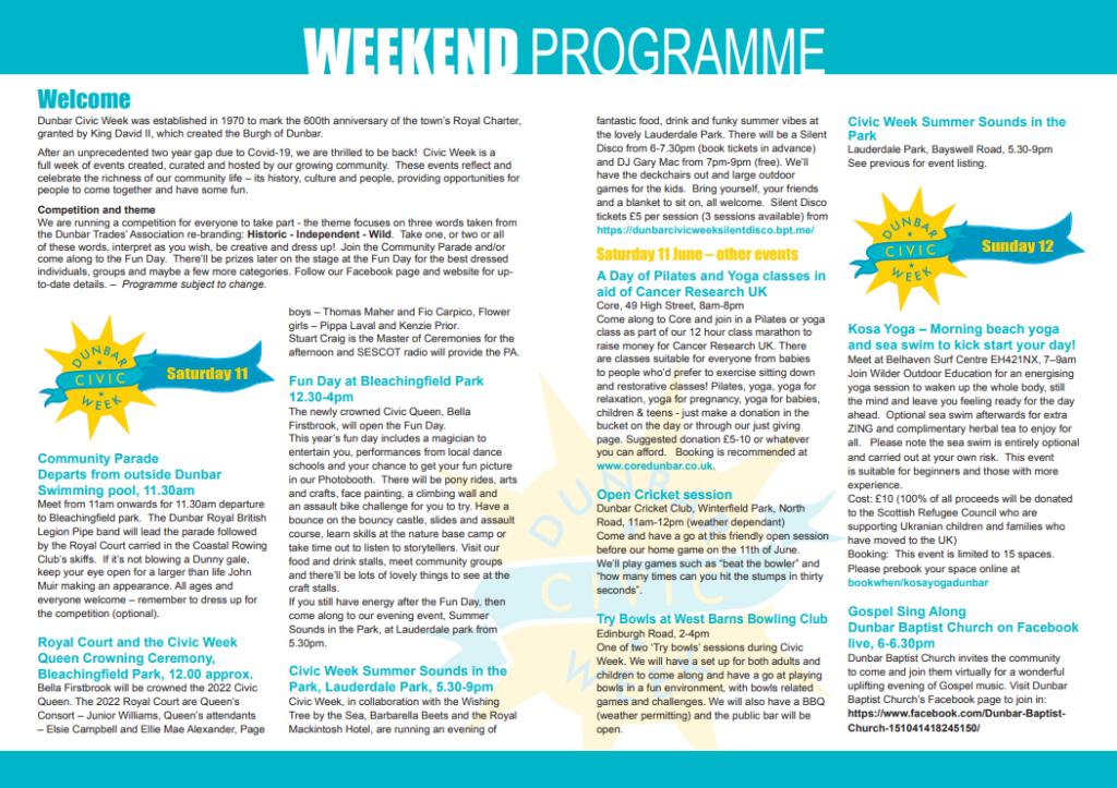 Dunbar Civic Week Programme